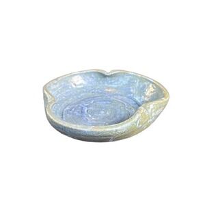 Handmade Ceramic Ashtray Blue Green Glaze Studio Pottery Signed Barbara